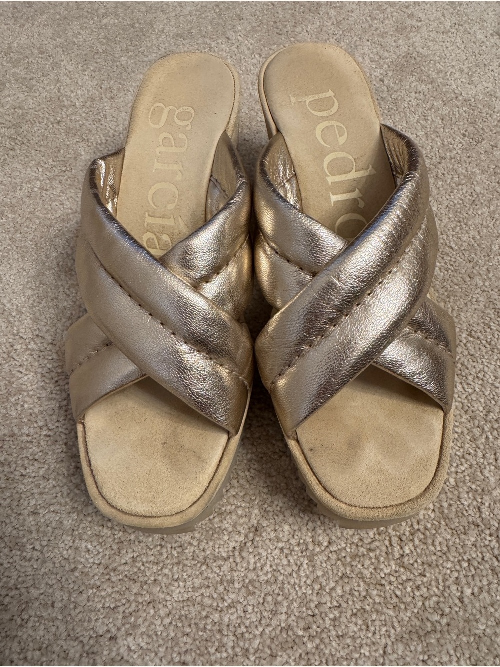 Pedro Garcia Metallic Rose-Gold Platform Slide Sandal - Picture 4 of 9
